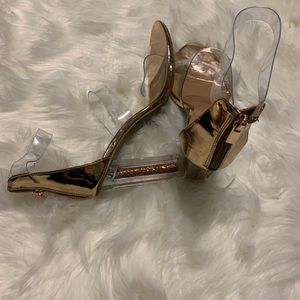 Rose Gold + Clear Heel Sandel